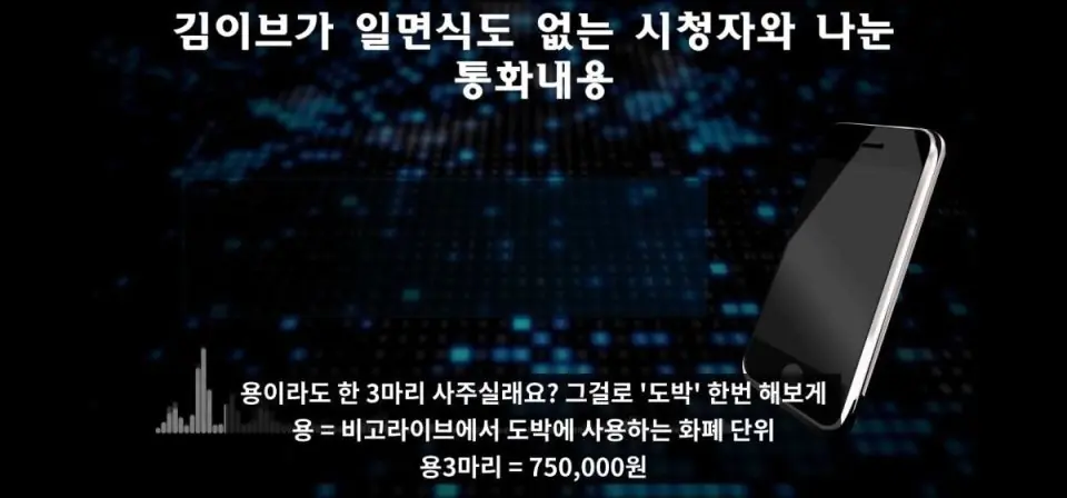 아프리카tv bj 김이브 도박 논란 녹취록