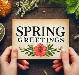 봄인사말이 담긴 봉투의 모습