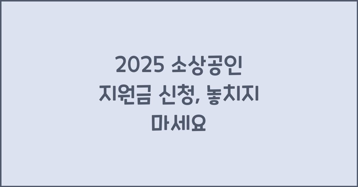 2025 소상공인 지원금 신청
