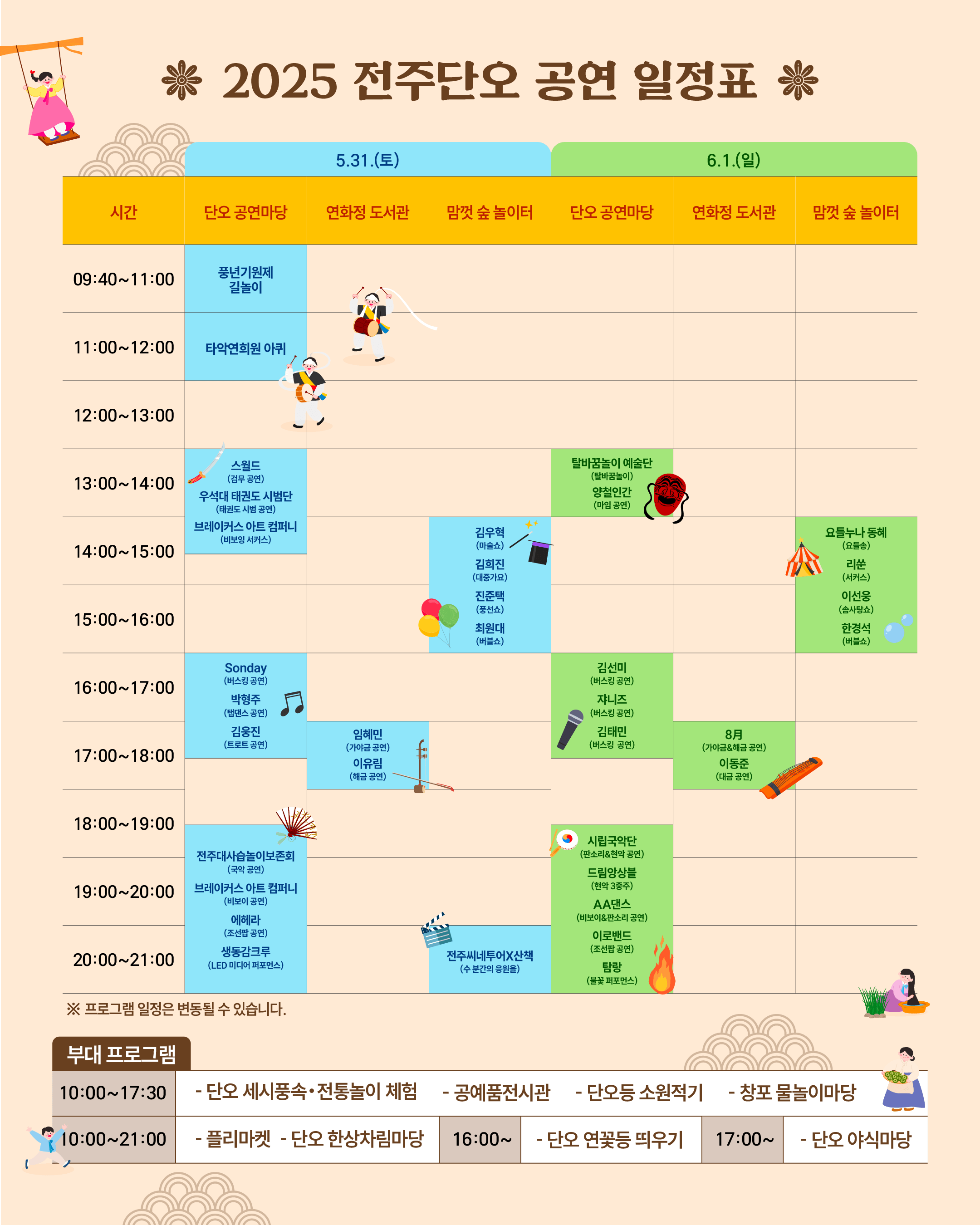 2025 전주단오 공연 일정표