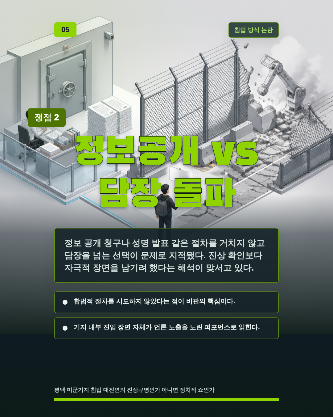 정보공개 vs 담장 돌파