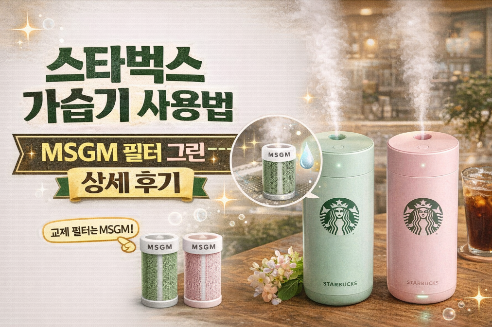 스타벅스 가습기 MSGM 필터 실사용 후기, 그린vs핑크 완벽 비교