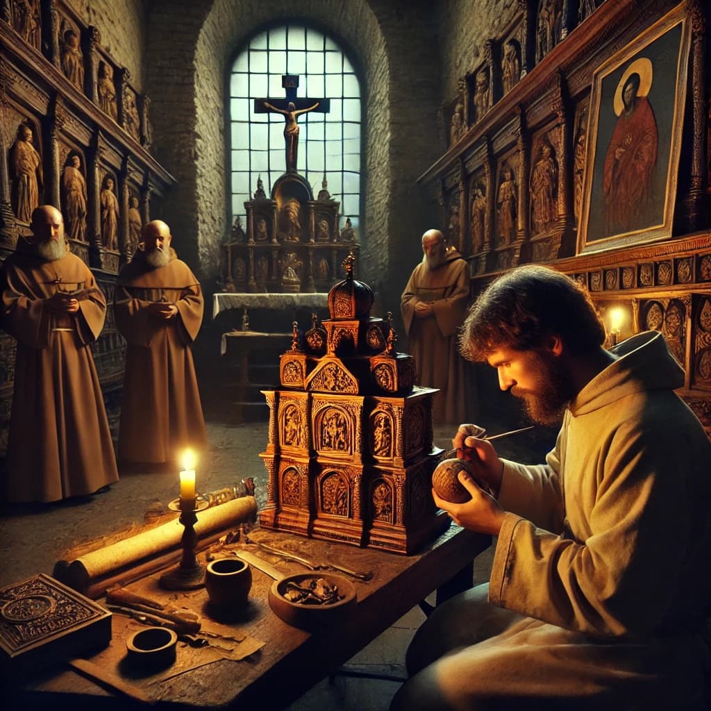 중세 유럽의 성물 제작자(Relic Maker) 수도원에서 성물을 제작하고 있는 모습