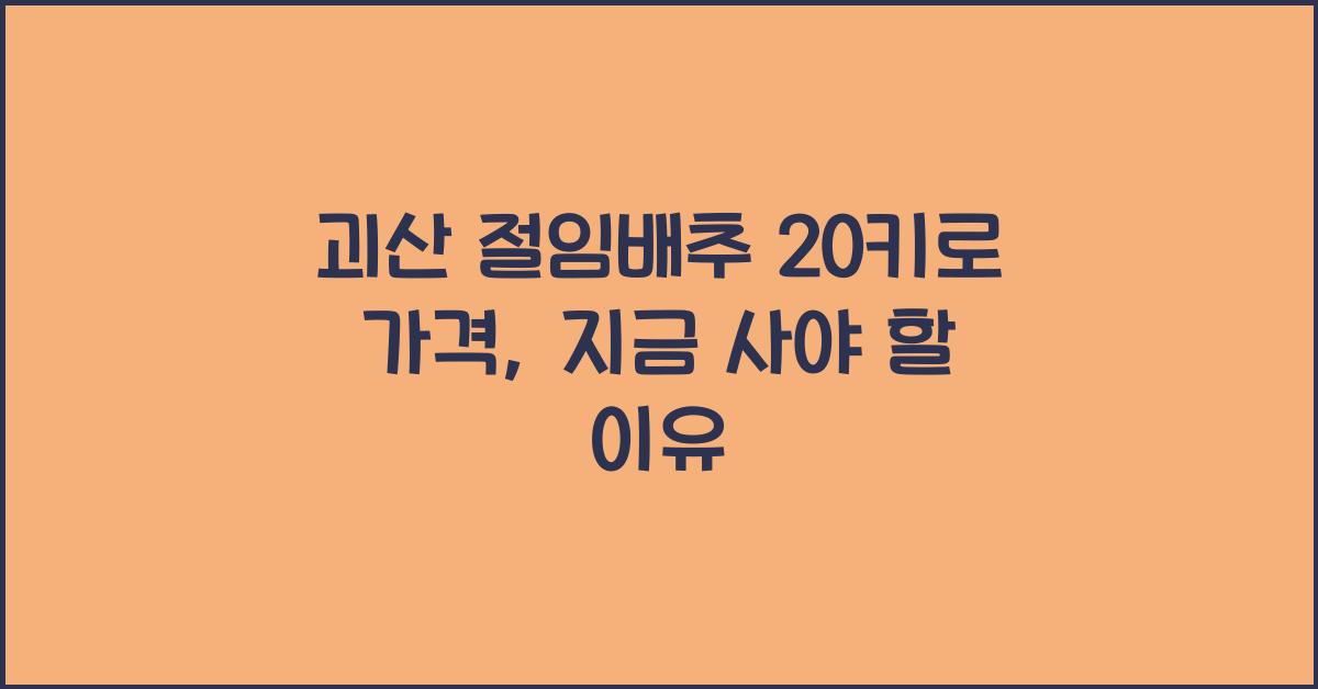 괴산 절임배추 20키로 가격
