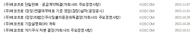 에코프로 공시 목록