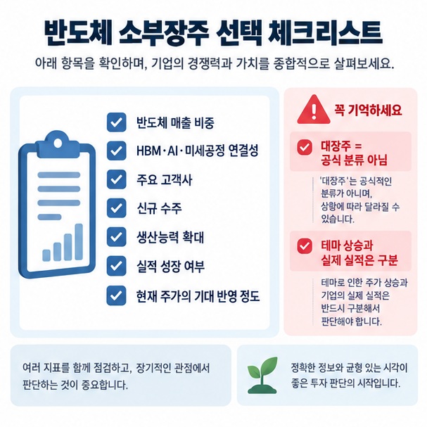 반도체 소부장 종목 투자 전 매출 비중과 고객사 수주 HBM AI 연결성을 확인하는 이미지