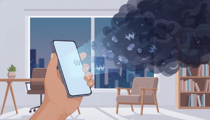 스마트폰 소액 결제 및 콘텐츠 자동 결제로 인해 통신비가 새고 있는 모습