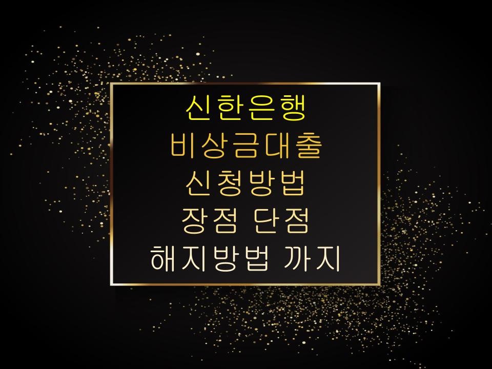 신한은행 비상금대출 신청방법,장점,단점,해지방법 까지