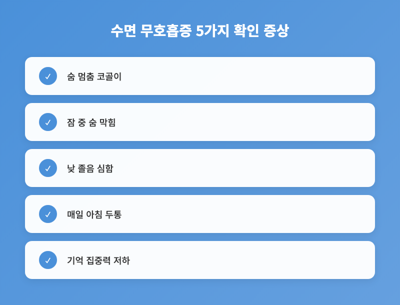 수면 무호흡증, 5가지 자가 체크리스트와 병원 방문 기준 인포그래픽 1