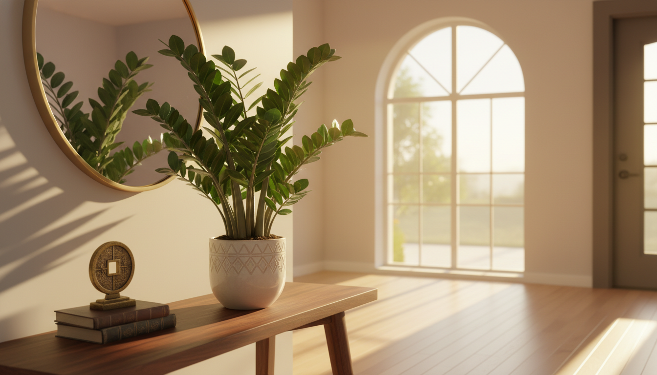 재물운을 부르는 현관 앞 잎이 무성하고 윤기 나는 금전수