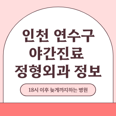 인천 연수구 야간진료 정형외과 병원 (18시 이후 늦게까지하는 병원)