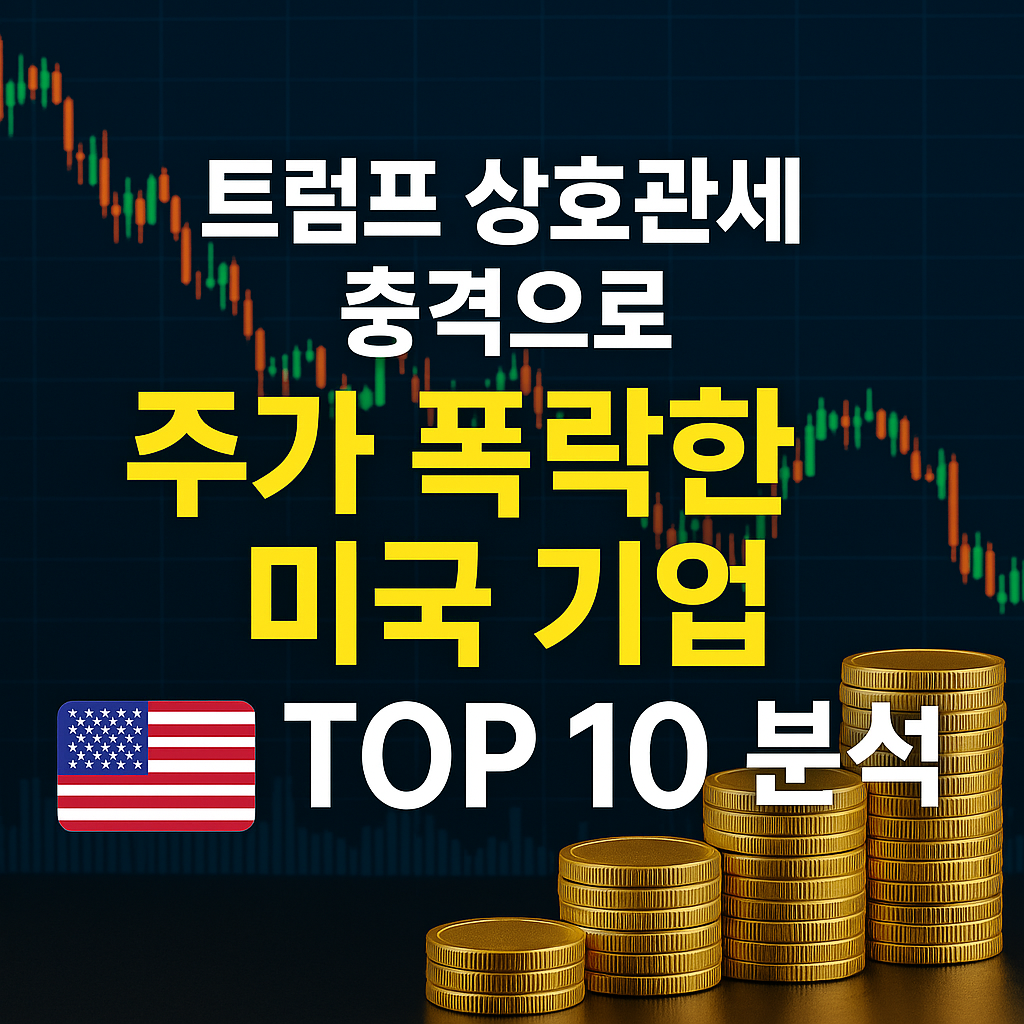 미국 상호관세 발표 이후 증시 급락을 상징하는 금융 차트와 텍스트 중심 썸네일 이미지