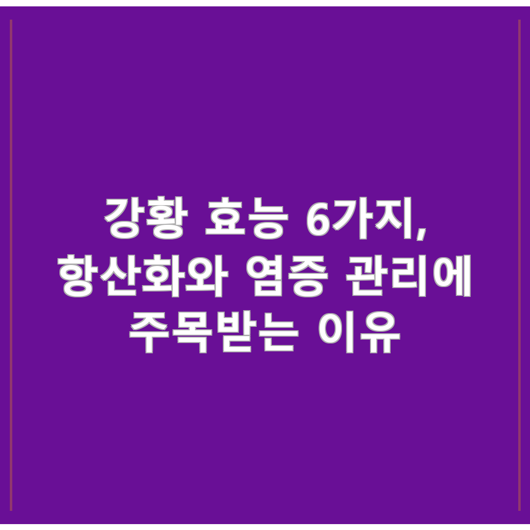 강황 효능 6가지, 항산화와 염증 관리에 주목받는 이유