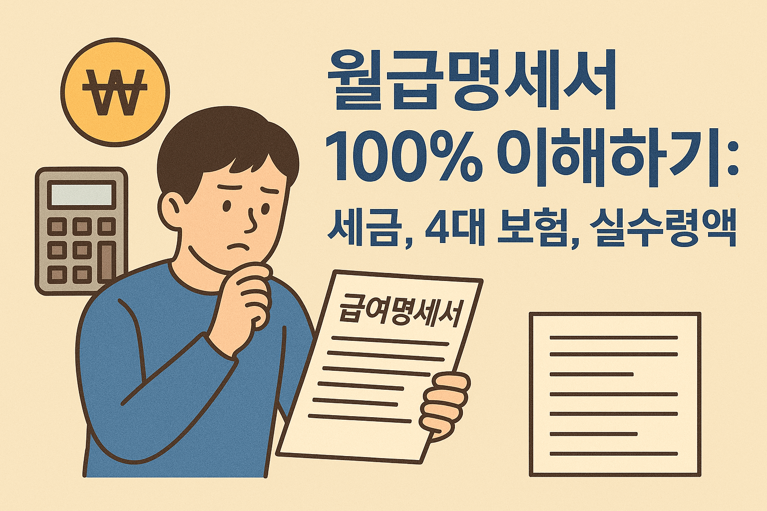 월급명세서 100% 이해하기: 세금, 4대 보험, 실수령액 계산법