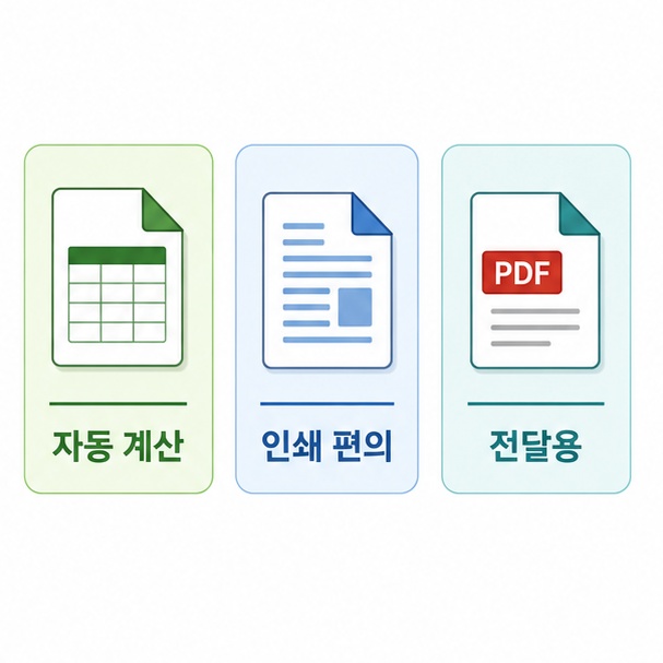 거래명세서 엑셀 한글 PDF 형식 비교