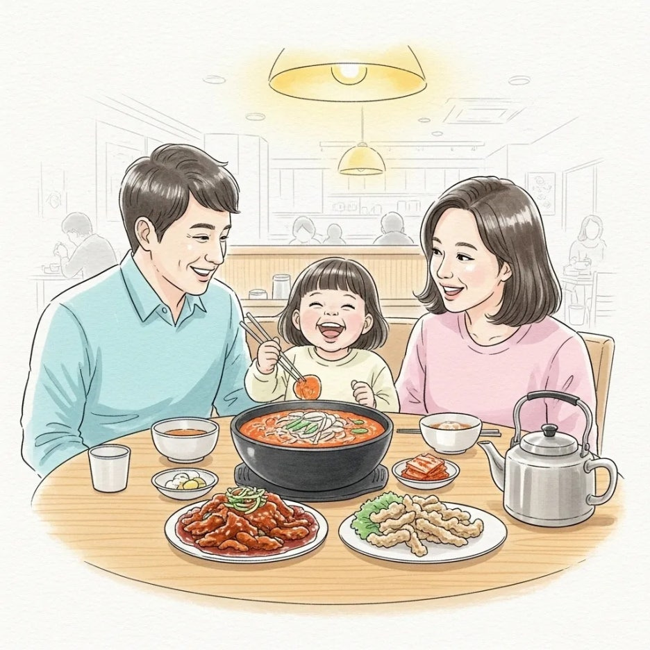가족이 함께 즐기는 행복한 중식 시간