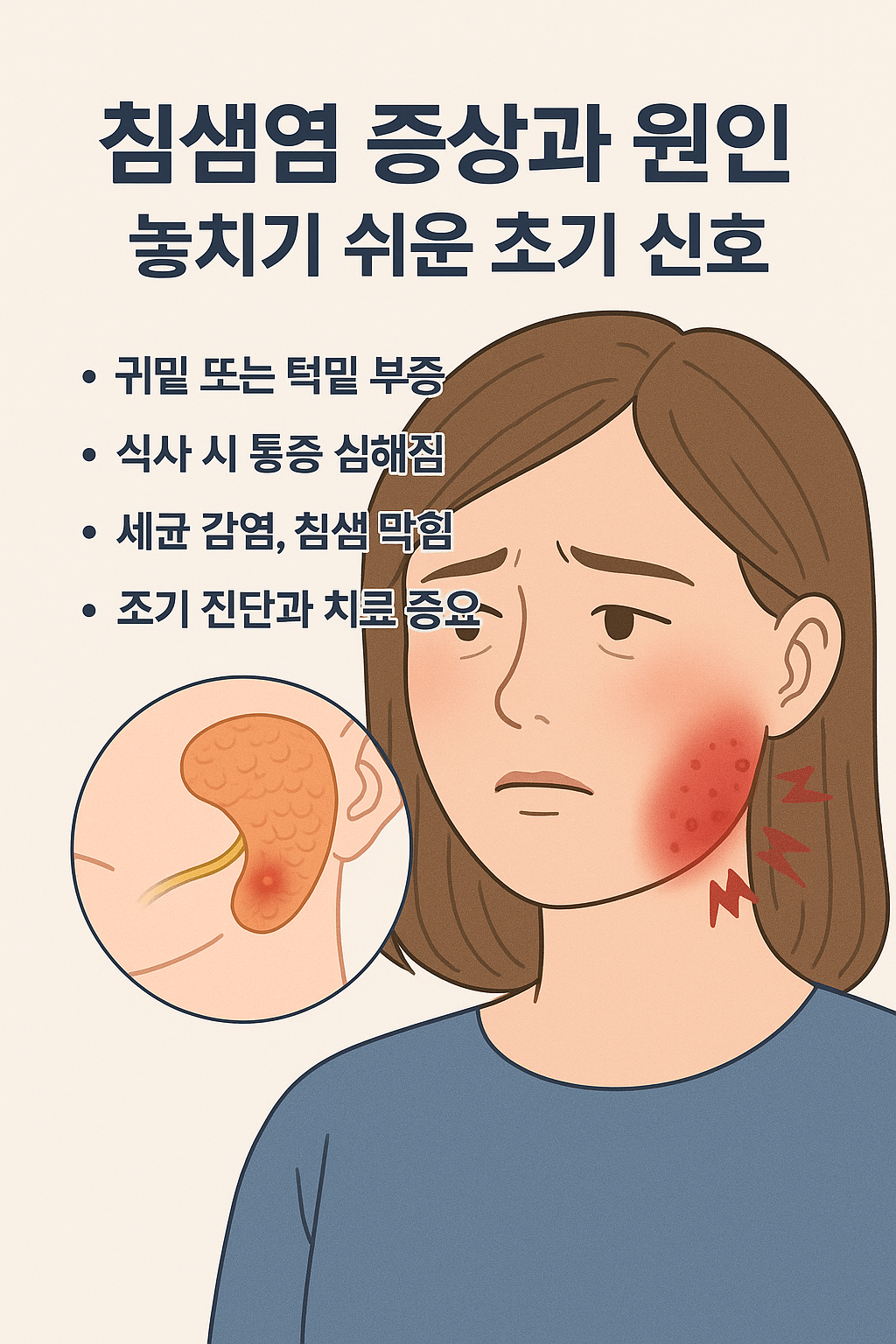 침샘염 초기증상 완벽 정리! 귀밑·턱밑이 붓는 이유는?