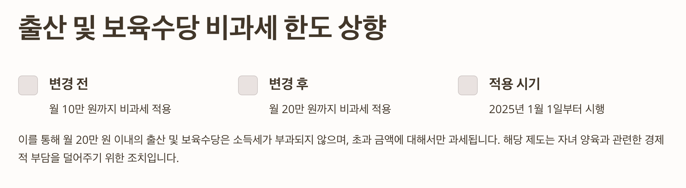 출산 및 보육수당 비과세 한도 상향