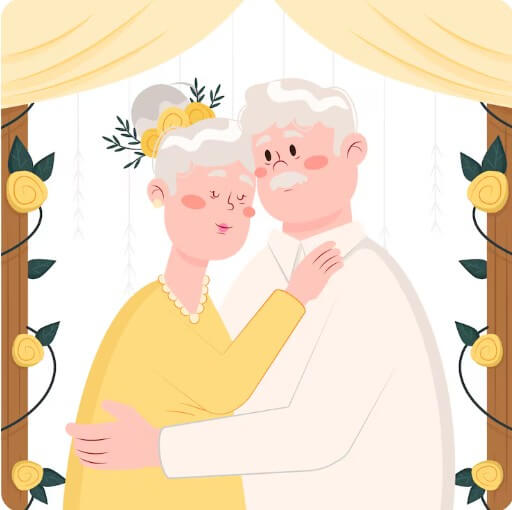 할아버지와 할머니가 서로 안고 있는 모습