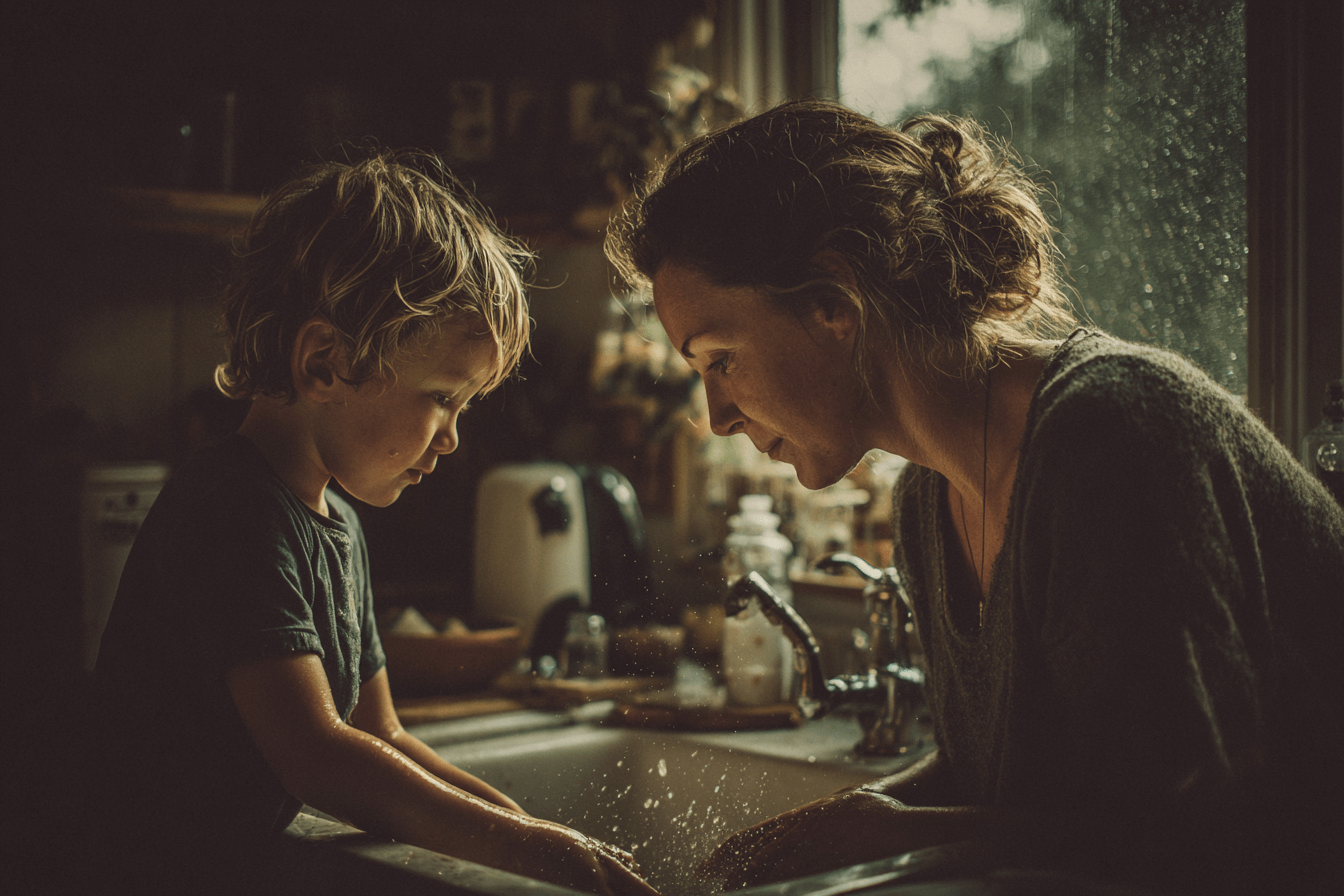 아이와-함께-파프리카를-손질중인-엄마