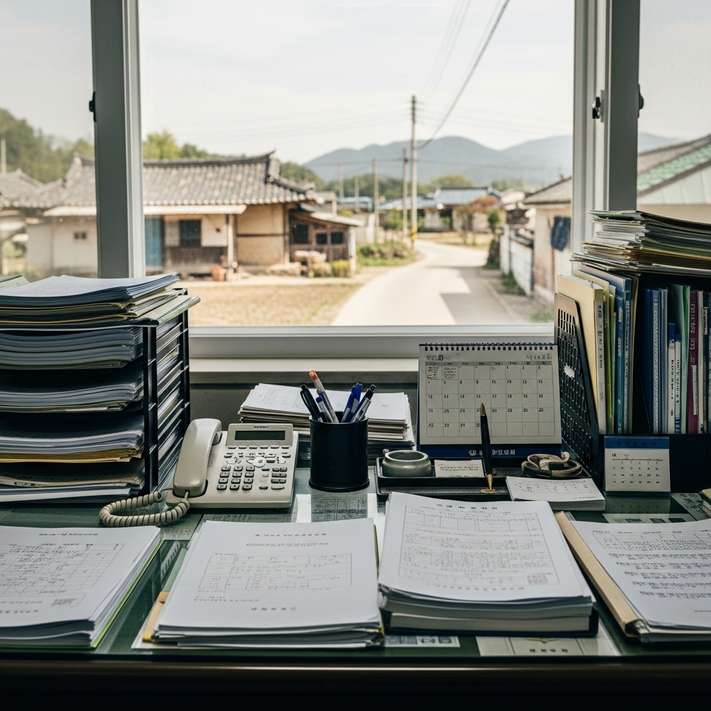 귀농 소득 기준 확인을 위한 농촌 행정 상담과 소득 관련 서류 모습