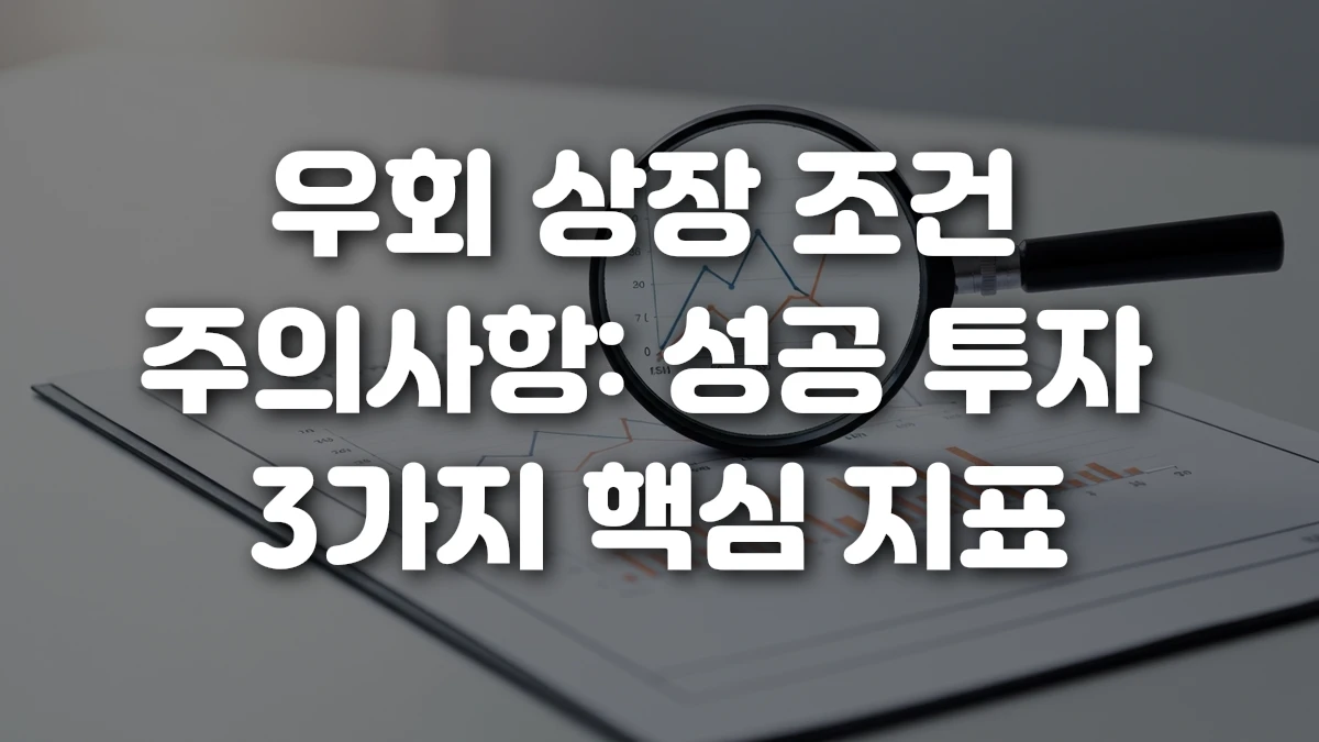 우회 상장 조건 주의사항 성공 투자 3가지 핵심 지표