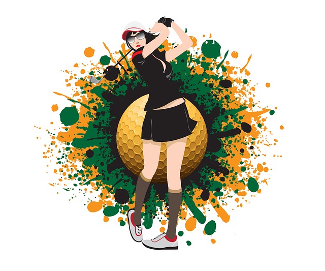 여자 골퍼의 스윙 이미지