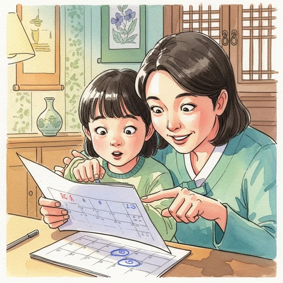 미래를 함께 계획하는 가족의 모습