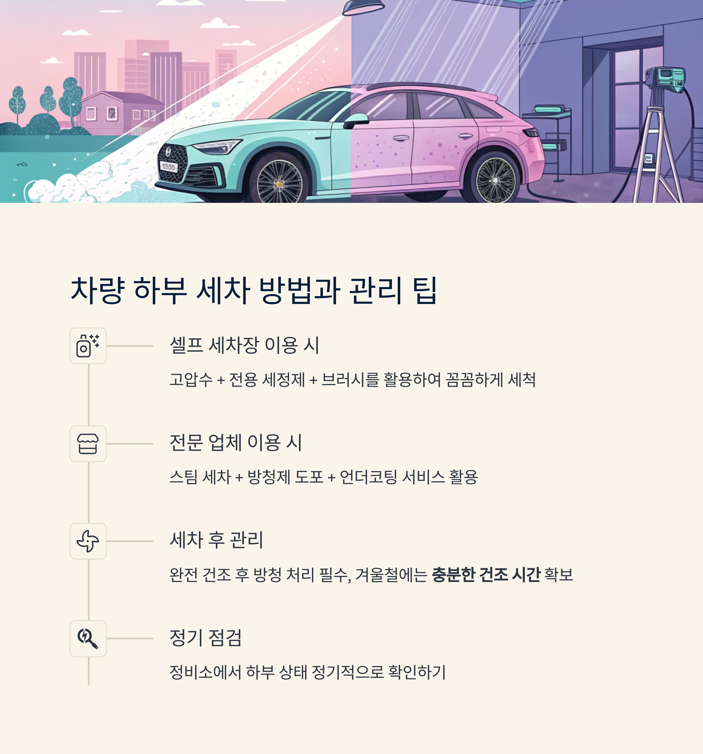 차량 하부 세차 방법과 관리 팁