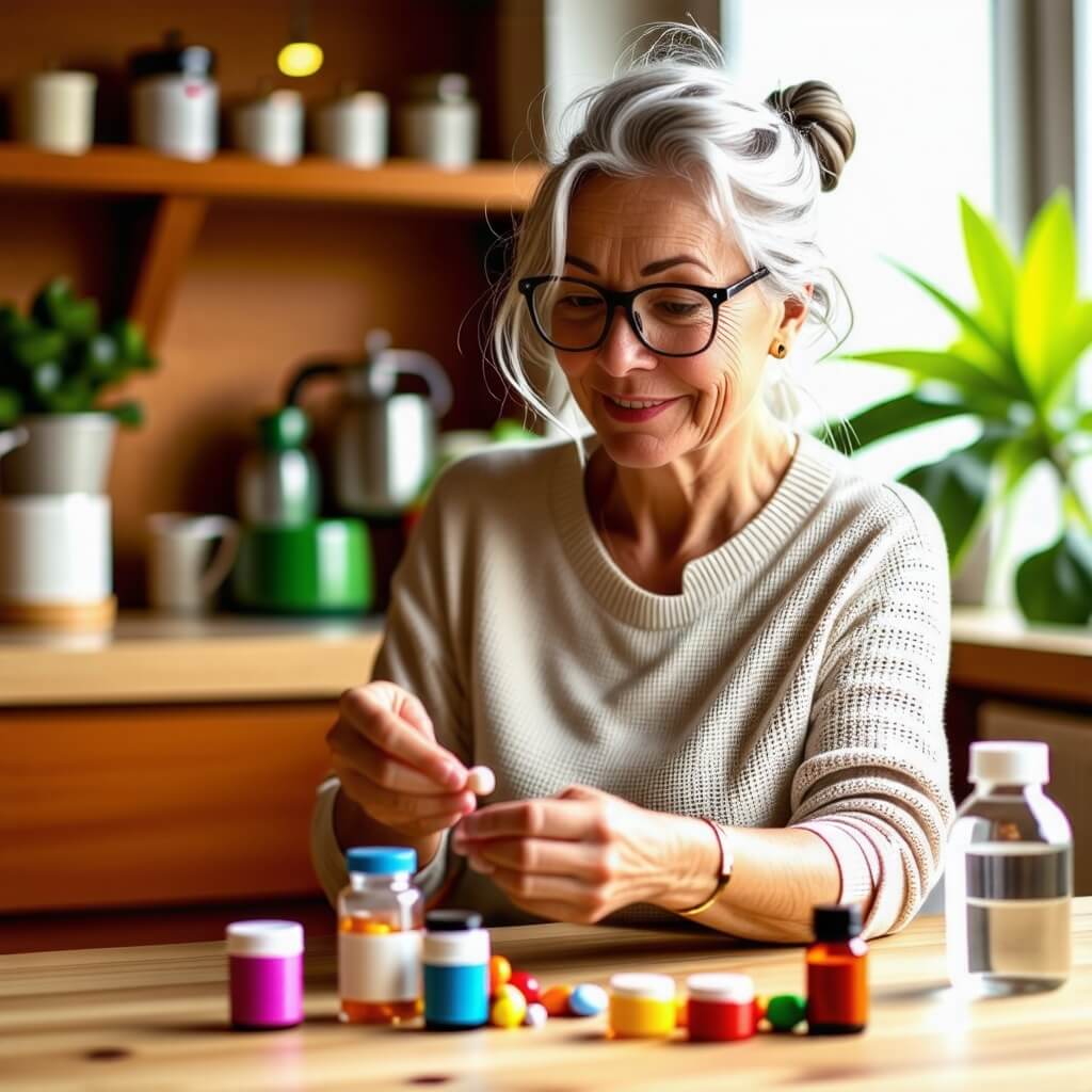 영양제-들고있는-안경쓴-할머니