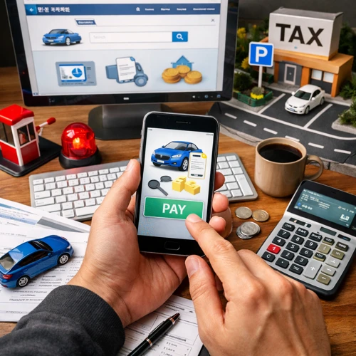 자동차세 조회 화면 일러스트