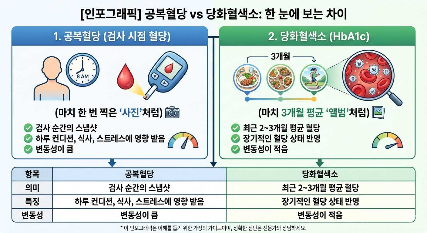 공복혈당 vs 당화혈색소 한 눈에 보는 차이