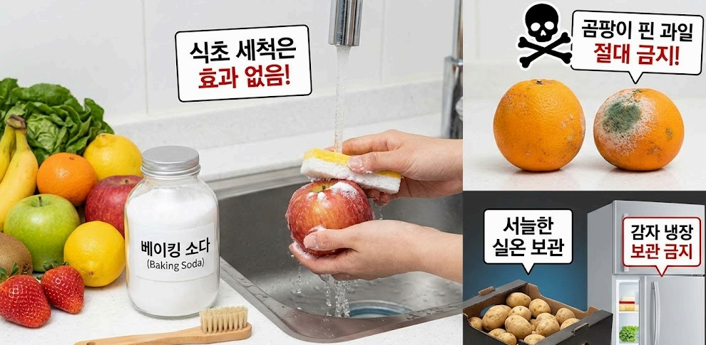 식초로 과일 씻지 마세요: 화학자가 밝힌 잔류 농약 99% 제거법 (feat. 발암물질 피하기)