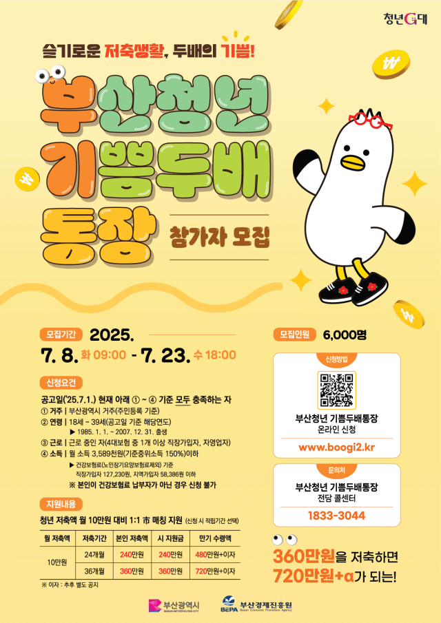 2025 부산청년 기쁨두배통장 신청 총정리! [조건부터 혜택까지 완벽 안내]
