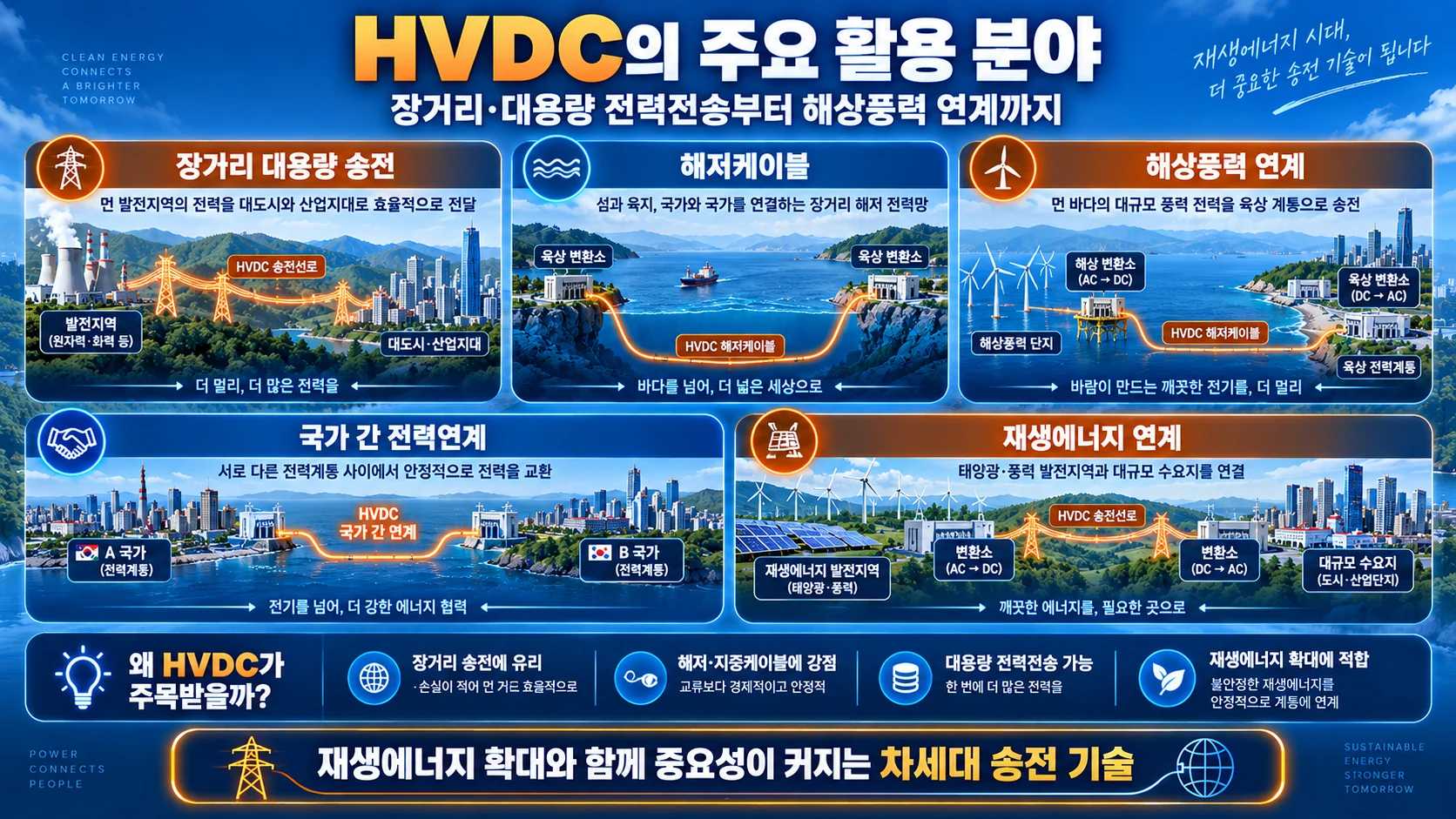 HVDC 장거리 송전 해저케이블 해상풍력 국가간 전력연계 활용 분야