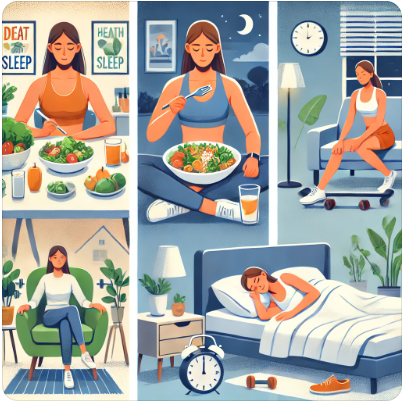 식습관 운동 수면 루틴 이미지