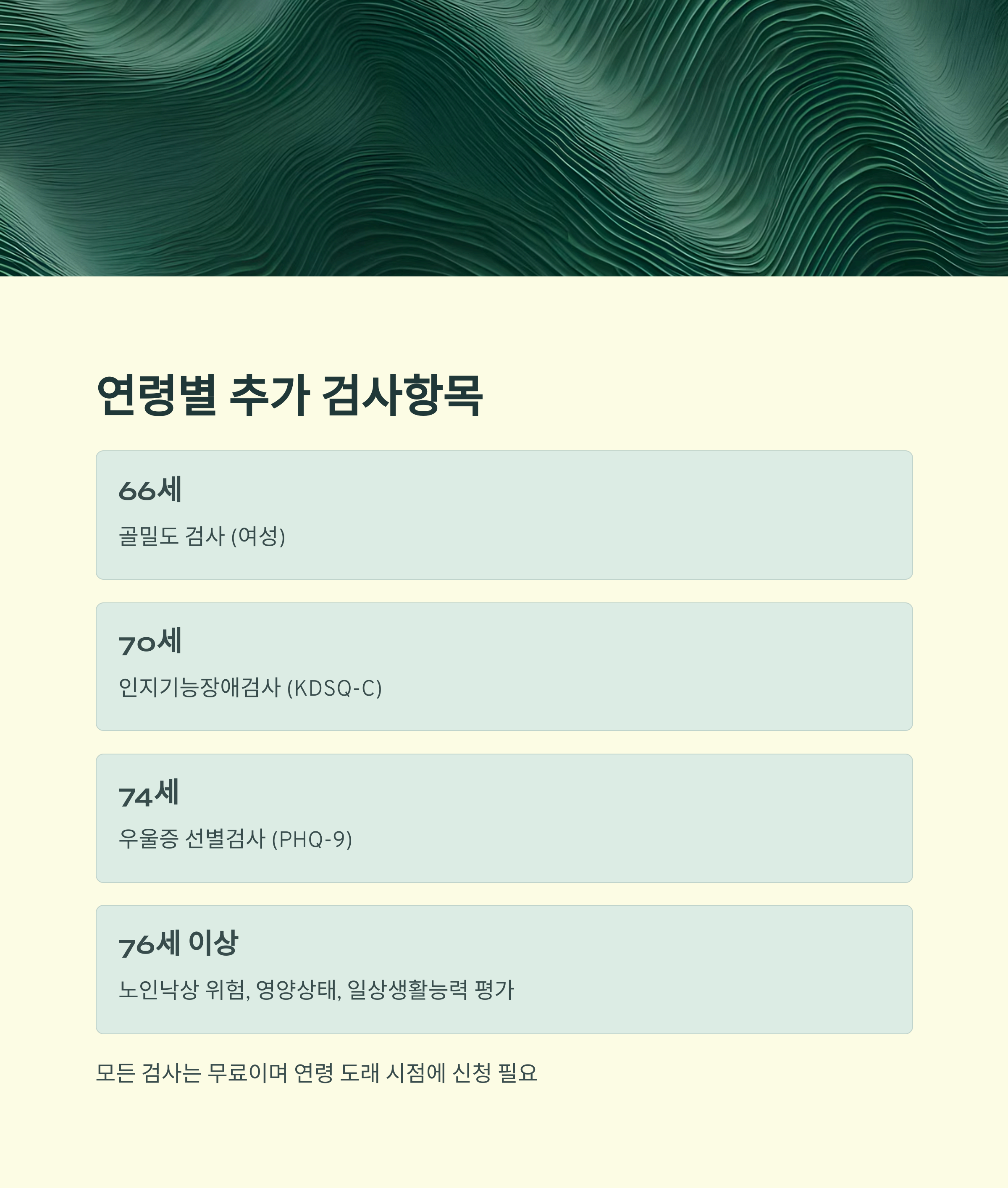 연령별 추가 검사항목