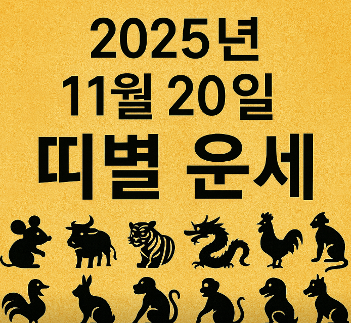 2025년 11월 20일 띠별 운세 총정리