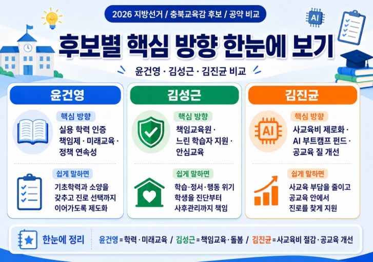 2026 충북교육감 후보 공약 비교
