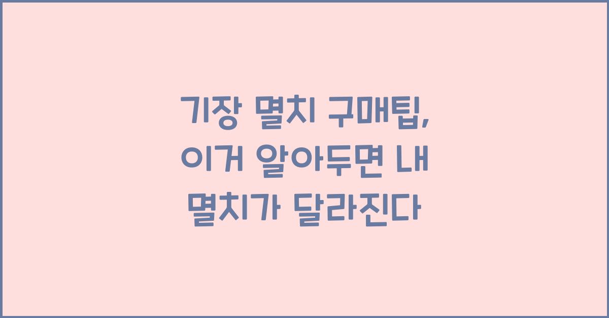 기장 멸치 구매팁