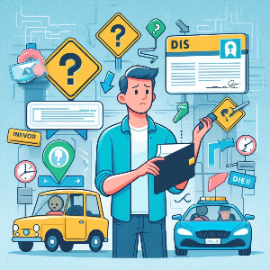 운전면허 관련 문제로 혼란스러워하는 남성