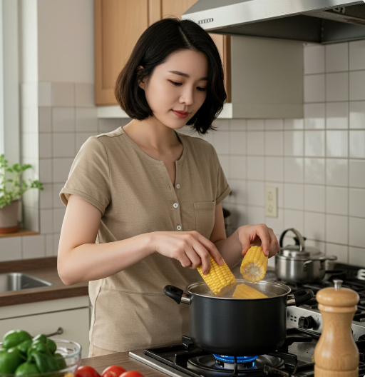 옥수수를 끓는 물에 넣는 모습 3