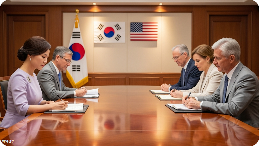 협상 테이블에 앉은 대표들