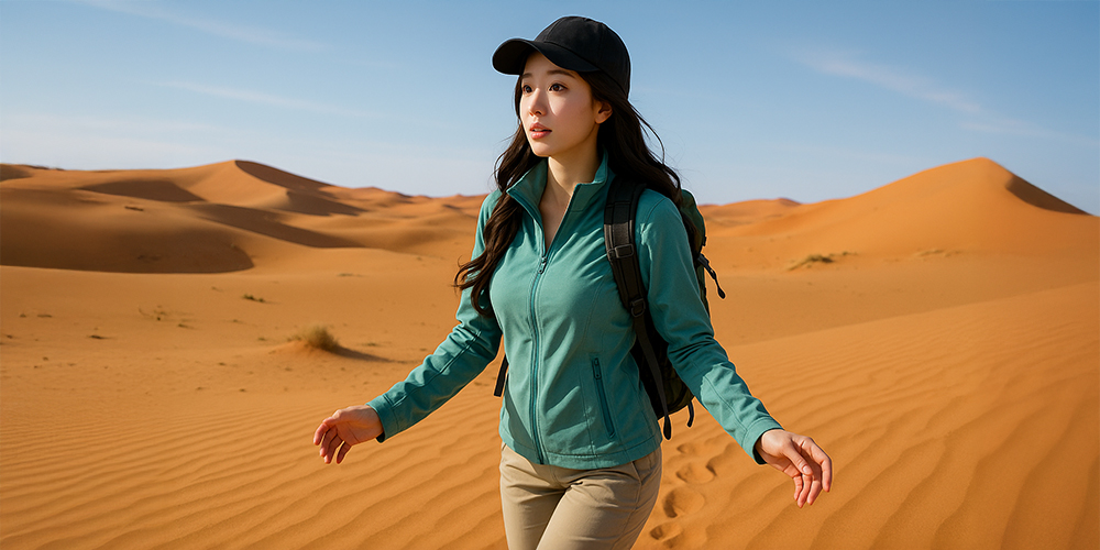 사막을 걷고 있는 사람