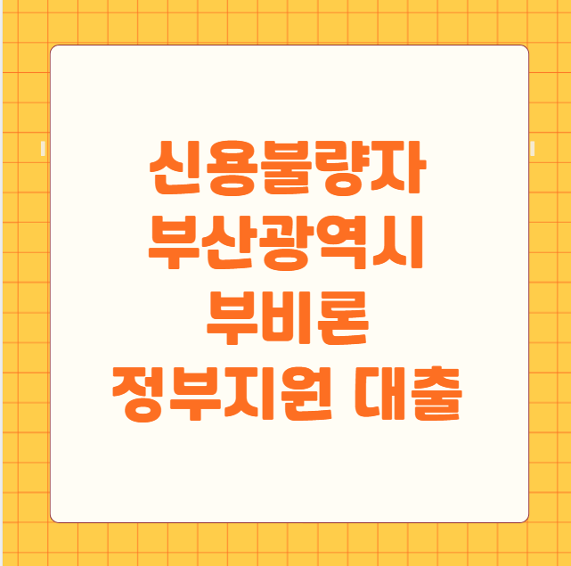 신용불량자 부산광역시 부비론 정부지원 대출