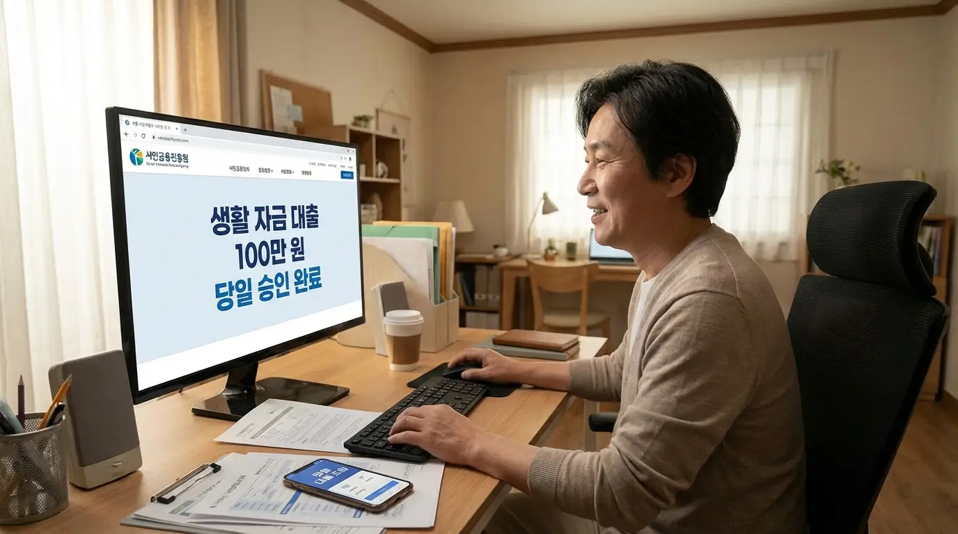 서민 금융 진흥원 생활 자금 대출 100만 원 당일 승인 및 맞춤 대출 조회