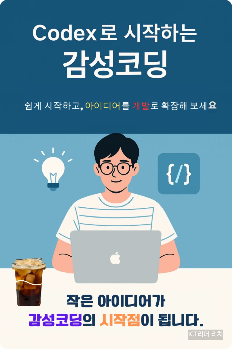 Codex로 감성코딩을 시작하는 안경낀 한국 10대 개발자의 개발에 집중하는 인포그래픽
