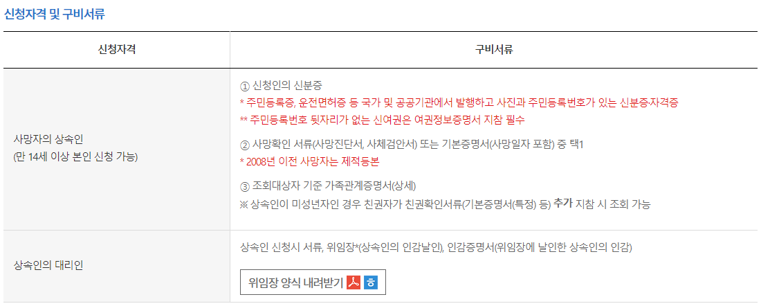 사망자 보험가입 조회하기