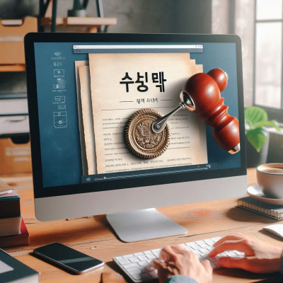 화면 속 ‘수임탁’ 문서에 도장 찍기