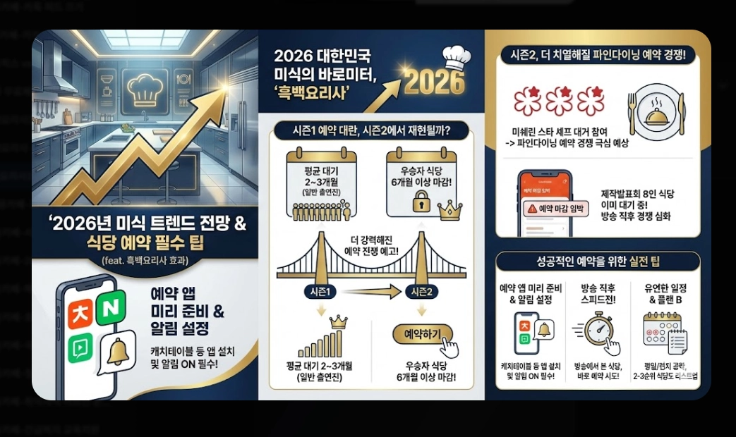 흑백요리사2 백수저 흑수저 완전정복 2026년 미식 트렌드 총정리